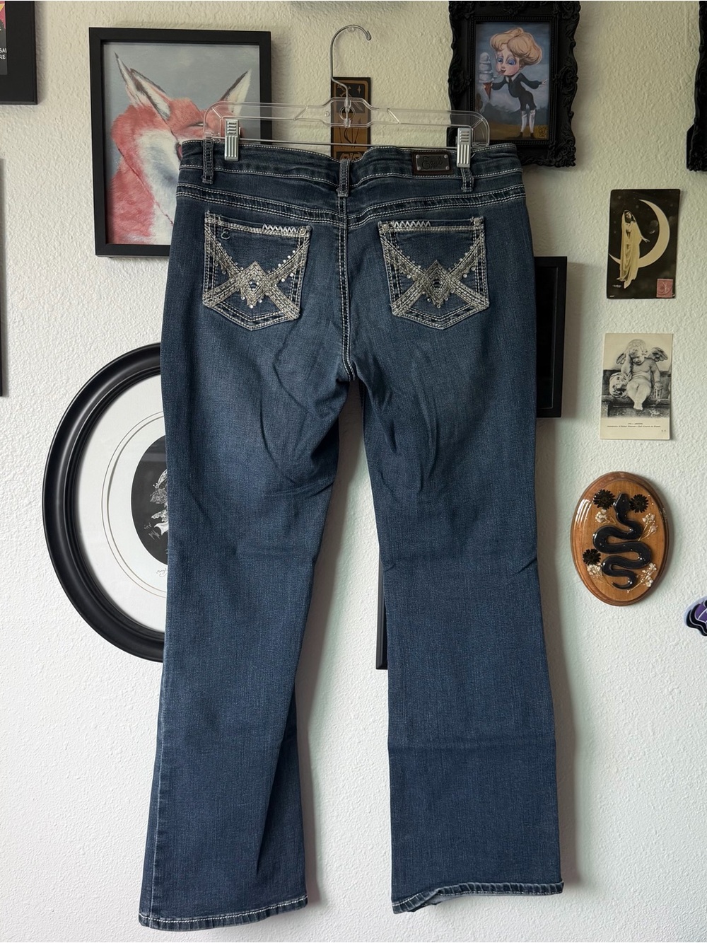 vintage y2k low rise rhinestone bootcut jeans